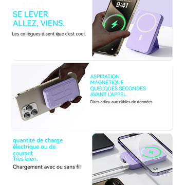 Batterie externe magnétique 10000mah 4 ports 22.5w charge rapide affichage led pliable chargeur portable power bank pour telephone